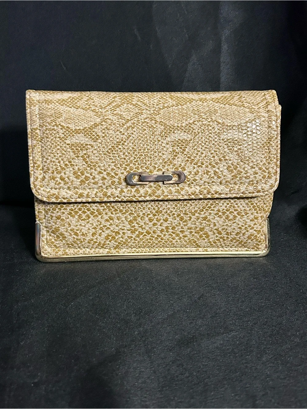 Gold Snakeskin Embossed Women’s Clutch Bag